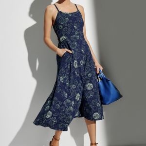 Pact Women's Sea Urchin Print Spaghetti Strap A-line Fit & Flare Midi Dress